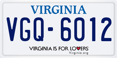 VA license plate VGQ6012
