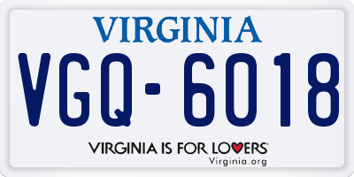 VA license plate VGQ6018