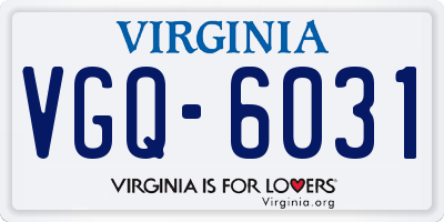 VA license plate VGQ6031