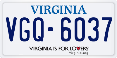 VA license plate VGQ6037
