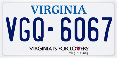 VA license plate VGQ6067