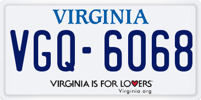 VA license plate VGQ6068