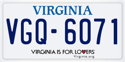 VA license plate VGQ6071