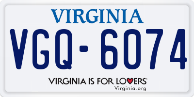 VA license plate VGQ6074