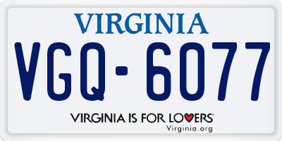 VA license plate VGQ6077