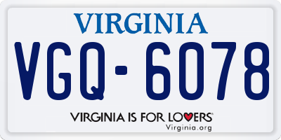 VA license plate VGQ6078