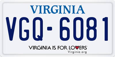 VA license plate VGQ6081