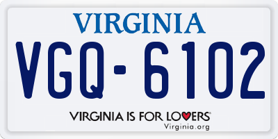 VA license plate VGQ6102