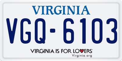 VA license plate VGQ6103