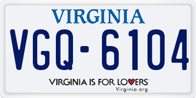 VA license plate VGQ6104