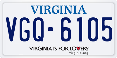 VA license plate VGQ6105