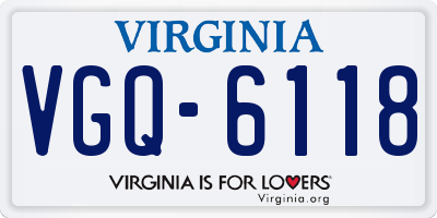 VA license plate VGQ6118