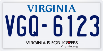 VA license plate VGQ6123