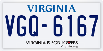 VA license plate VGQ6167