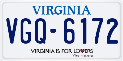 VA license plate VGQ6172