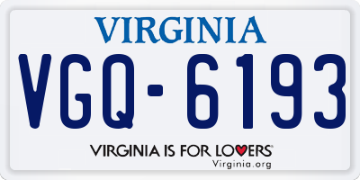 VA license plate VGQ6193