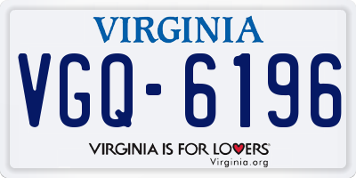 VA license plate VGQ6196