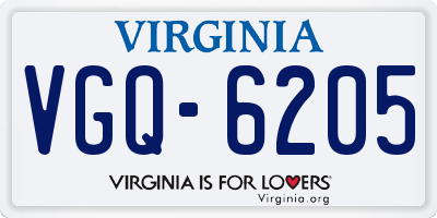 VA license plate VGQ6205