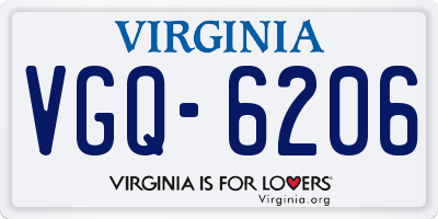 VA license plate VGQ6206