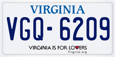 VA license plate VGQ6209