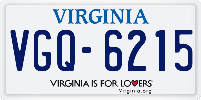 VA license plate VGQ6215
