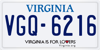 VA license plate VGQ6216