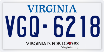 VA license plate VGQ6218