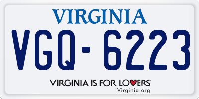 VA license plate VGQ6223