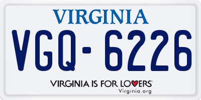VA license plate VGQ6226