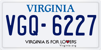 VA license plate VGQ6227