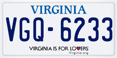 VA license plate VGQ6233