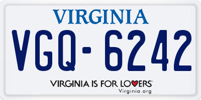 VA license plate VGQ6242