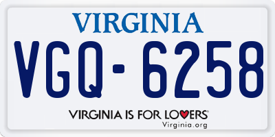 VA license plate VGQ6258