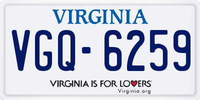VA license plate VGQ6259