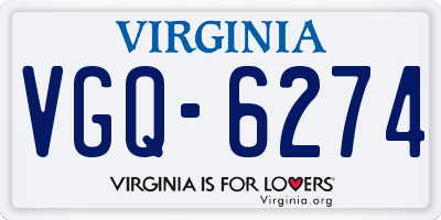 VA license plate VGQ6274