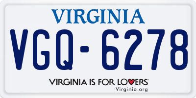 VA license plate VGQ6278