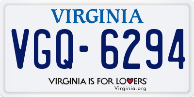 VA license plate VGQ6294