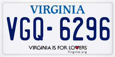 VA license plate VGQ6296