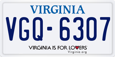 VA license plate VGQ6307