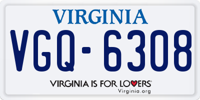 VA license plate VGQ6308
