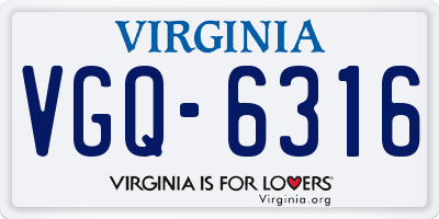 VA license plate VGQ6316