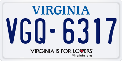 VA license plate VGQ6317