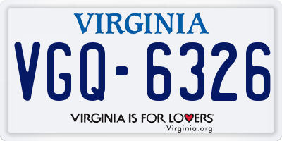 VA license plate VGQ6326