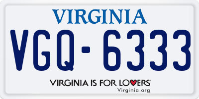 VA license plate VGQ6333