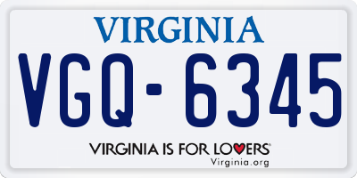 VA license plate VGQ6345