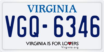 VA license plate VGQ6346