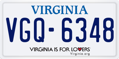 VA license plate VGQ6348