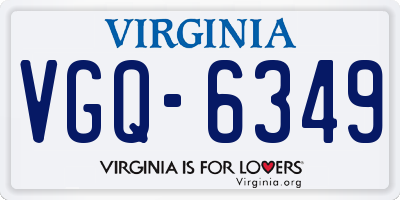VA license plate VGQ6349