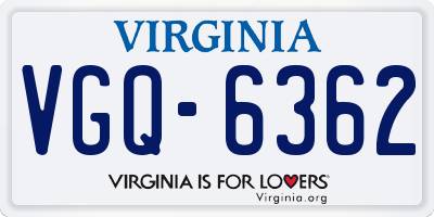 VA license plate VGQ6362