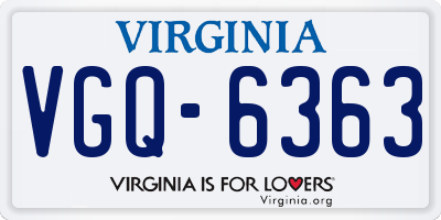 VA license plate VGQ6363